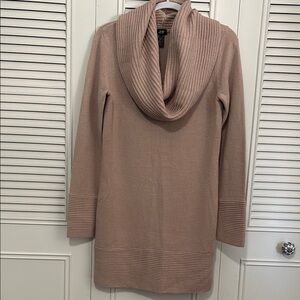 H&M Tan Cowl Neck Sweater with Ribbed Knit
